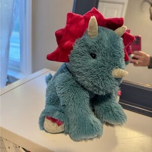 Plush Triceratops Dinosaur Toy - Blue and Red warmies